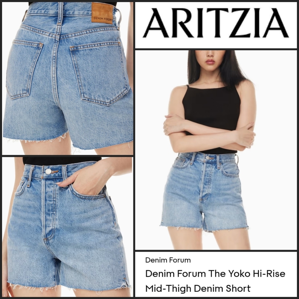 Denim Forum The Yoko Hi-Rise Mid-Thigh Denim Short Size 28 Aritzia
